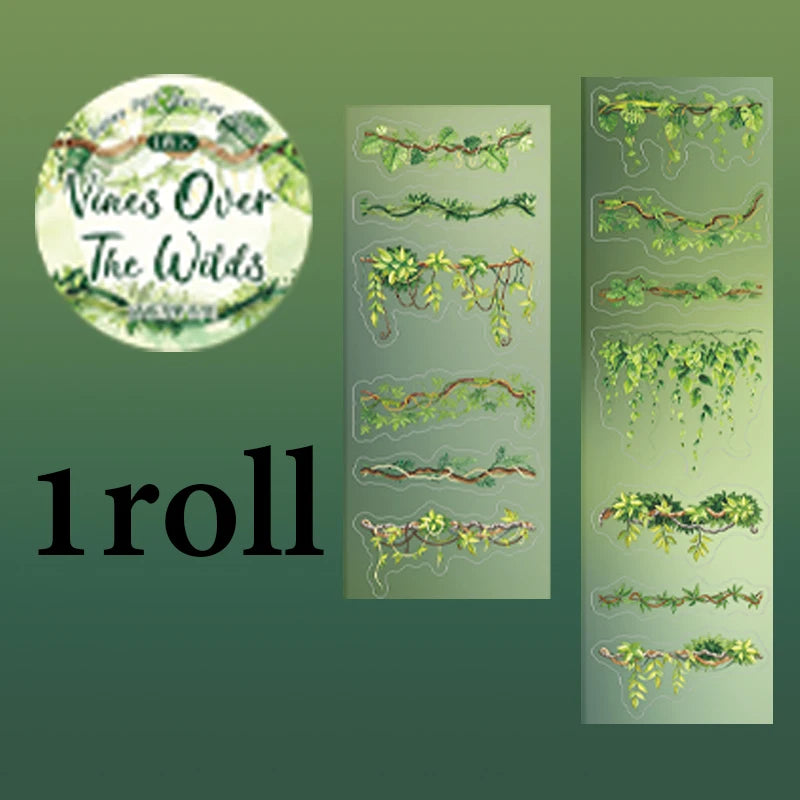 Vine Die-Cut Border Washi Tape, Greenery Wreath Trim Tape for Journal Collage Decoration, Wonderful Gifts for Birthdays /Holiday Qme A