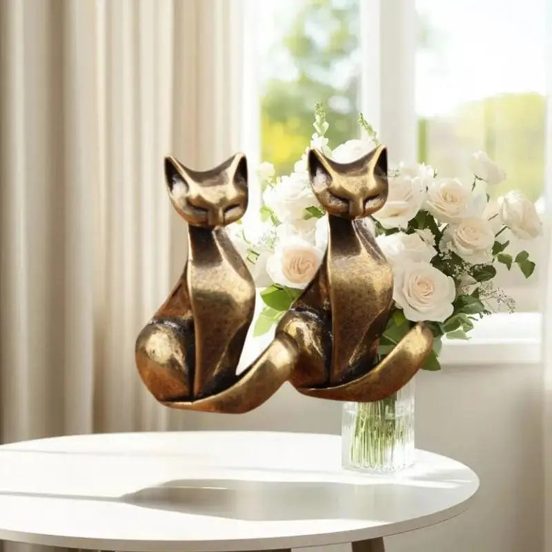 Desktop Craft Small Ornament Home Office Cat Statue Decoration Brass Qme Default Title