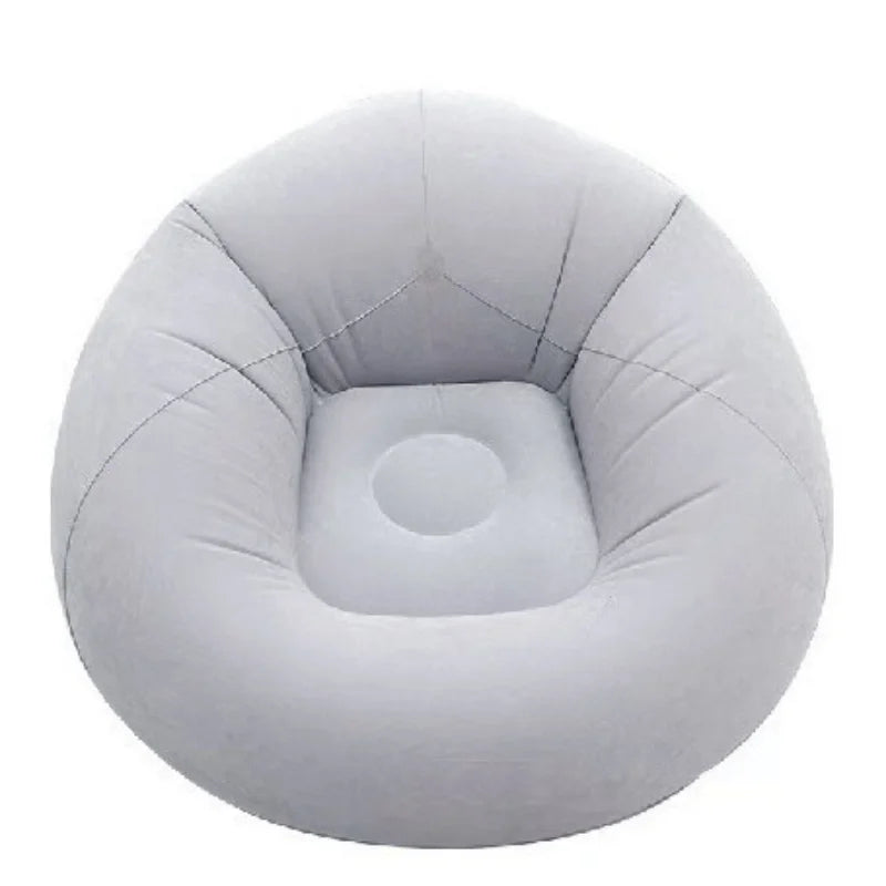 Portable Inflatable Round Air Sofa Soft Lazy Lounge Chair Indoor Outdoor Camping Relax Seat Qme grey