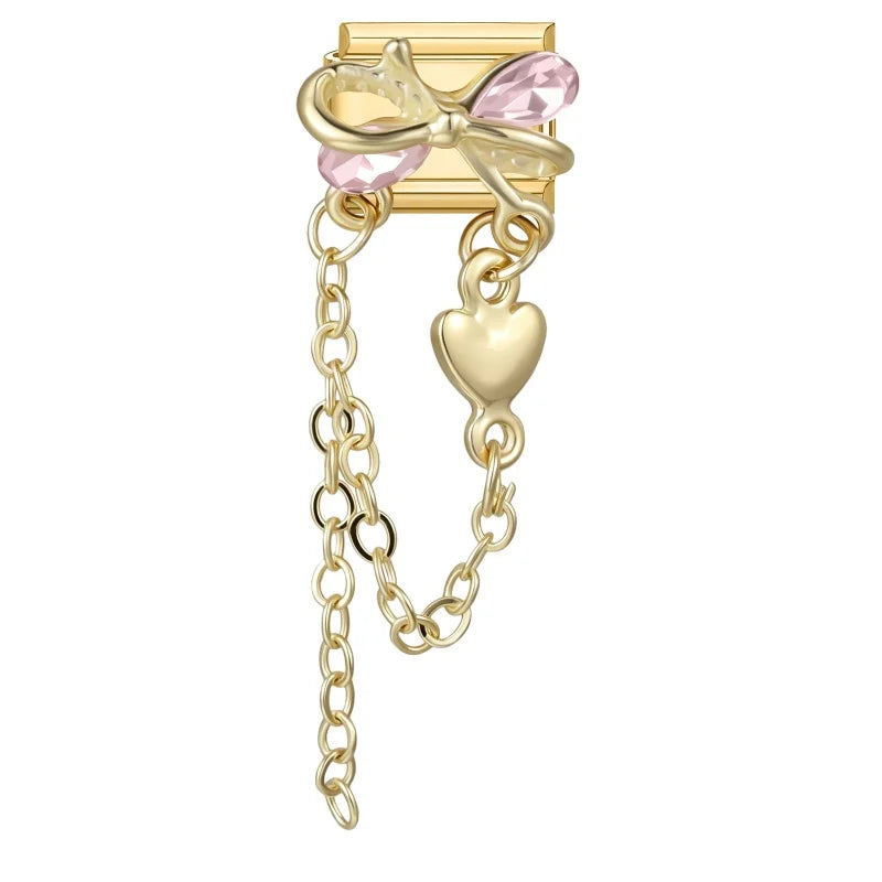Brilliant Inlay Enamel Ball Pendant Heart Star Bow Italian Charm Links Fit 9mm Stainless Steel Bracelet Women Jewelry DIY Making Qme Style 9