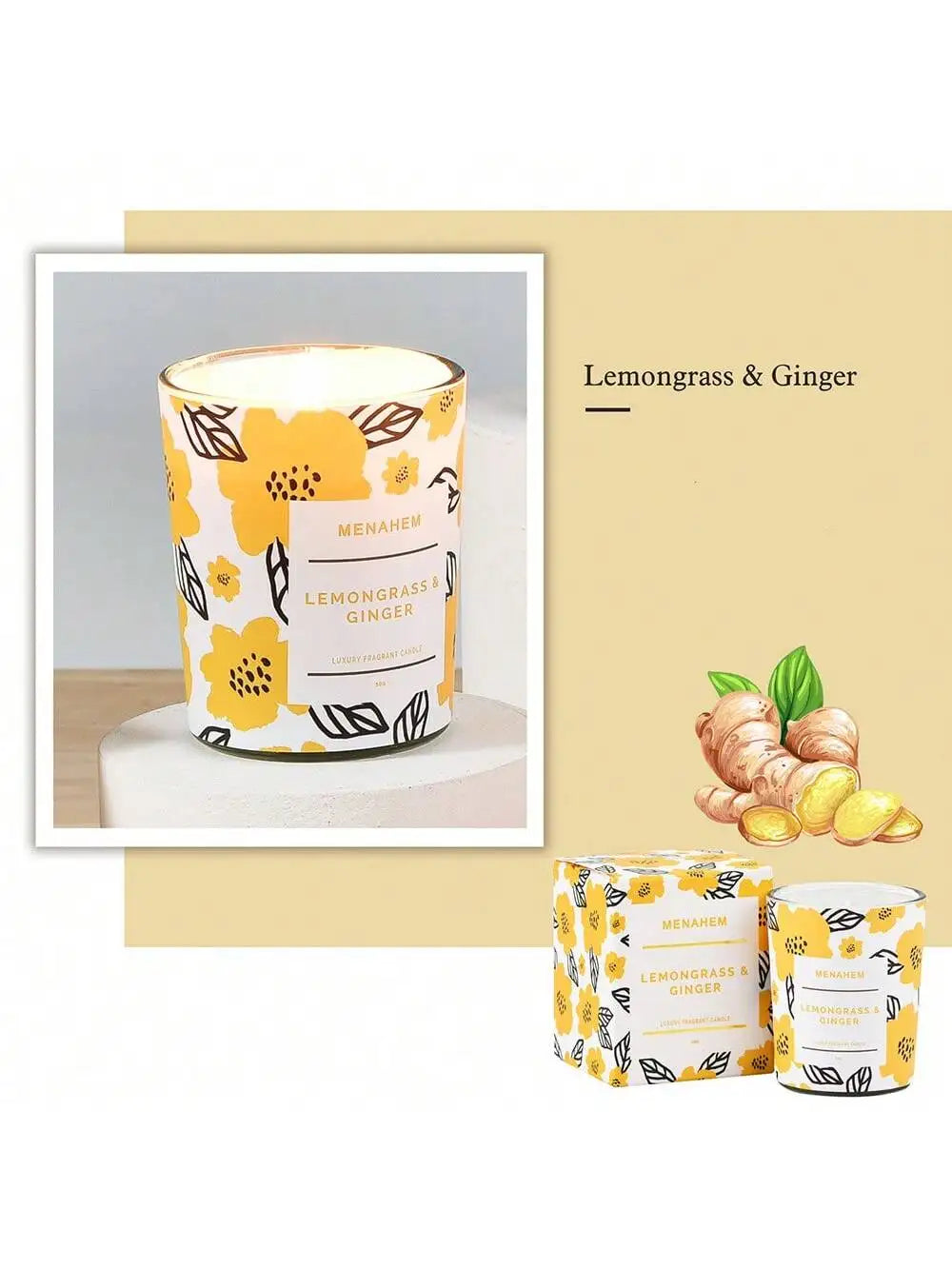 Aromatherapy Candles Soy Wax Bedroom Premium Light Luxury Room Qme lemon