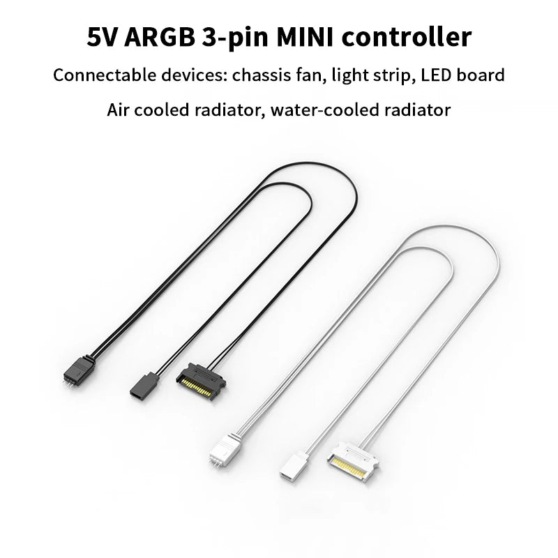 ARGB Controller 5V 3PIN SATA Cable Light Adapter CPU Cooling Fan Qme
