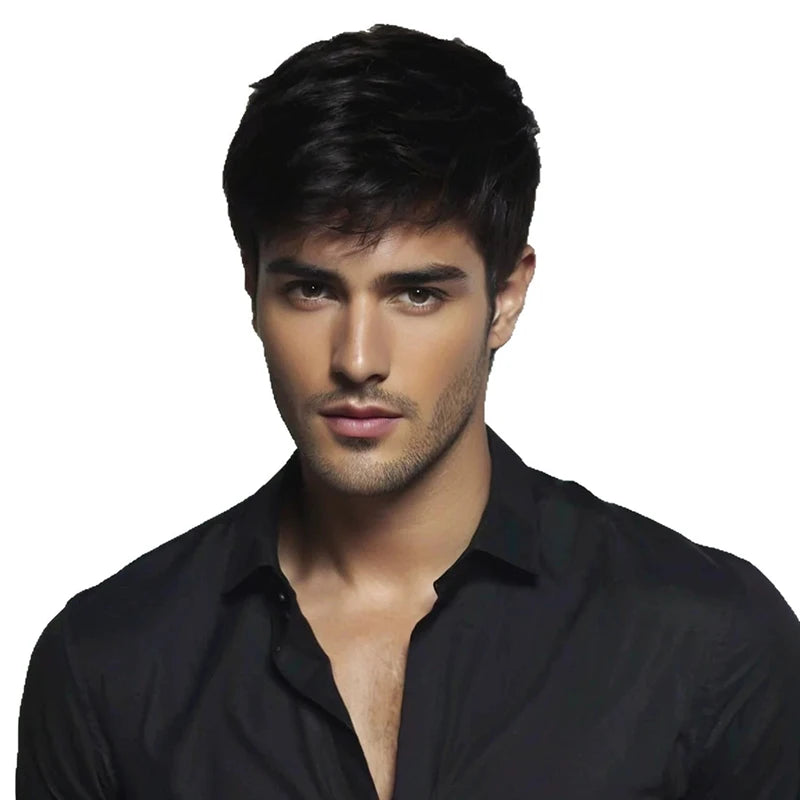 Men's Fashion Synthetic Fiber Wig Short Hair Sales Block Cover White Qme