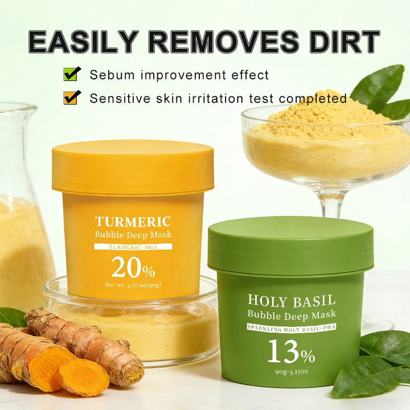 Turmeric Bubble Deep Cleansing Mask Natural Plant Cleanse Exfoliates Qme