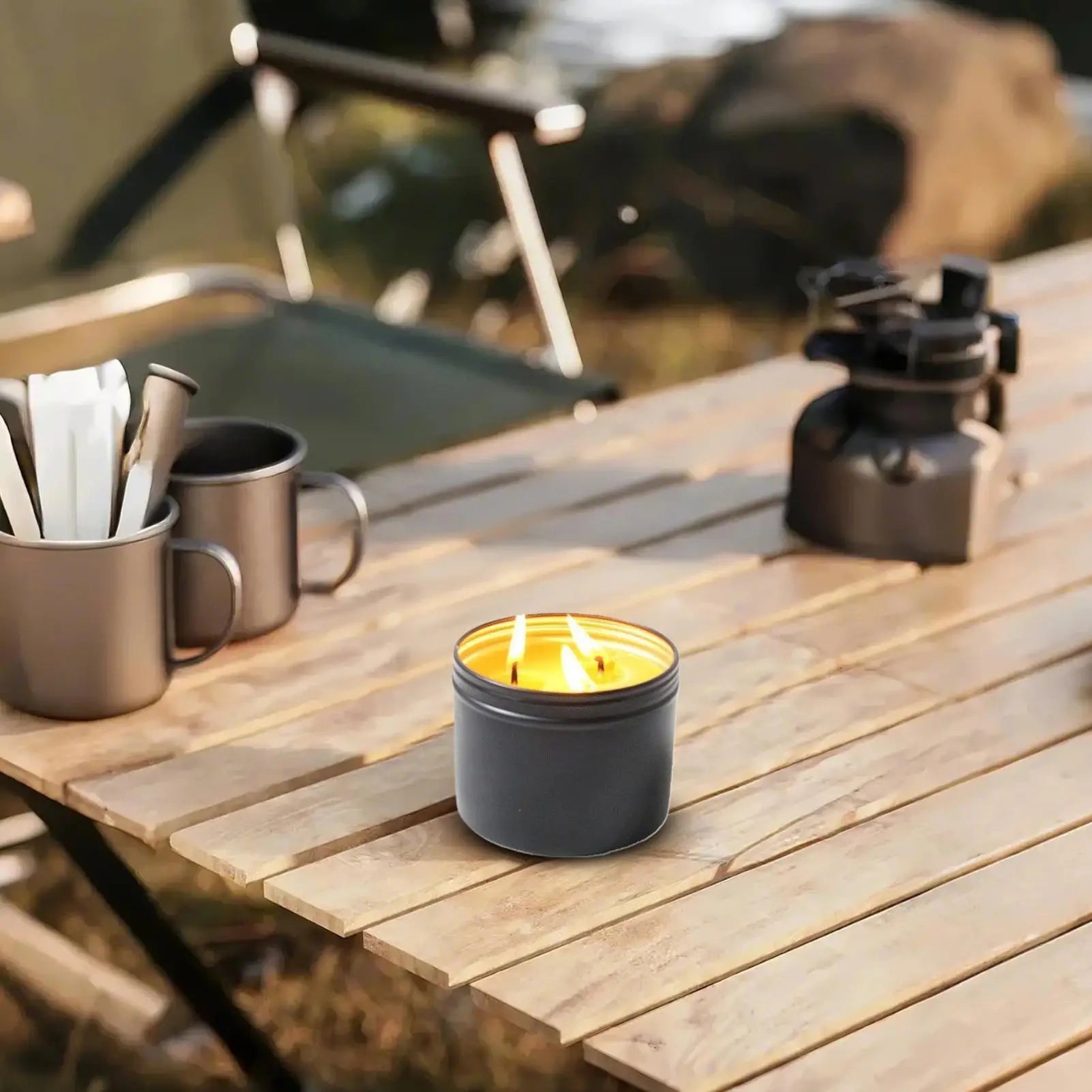Candles for Power Outages Camping Candle with Jar 36 Hours Long Burning 3-Wick Lamp Light Source Gear for Fishing Camping Qme