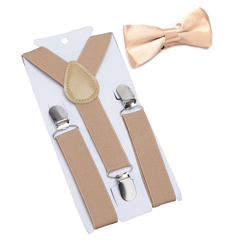 Suspenders Bowtie Kids Boy Girl Childrens Christmas Designer Qme khaki
