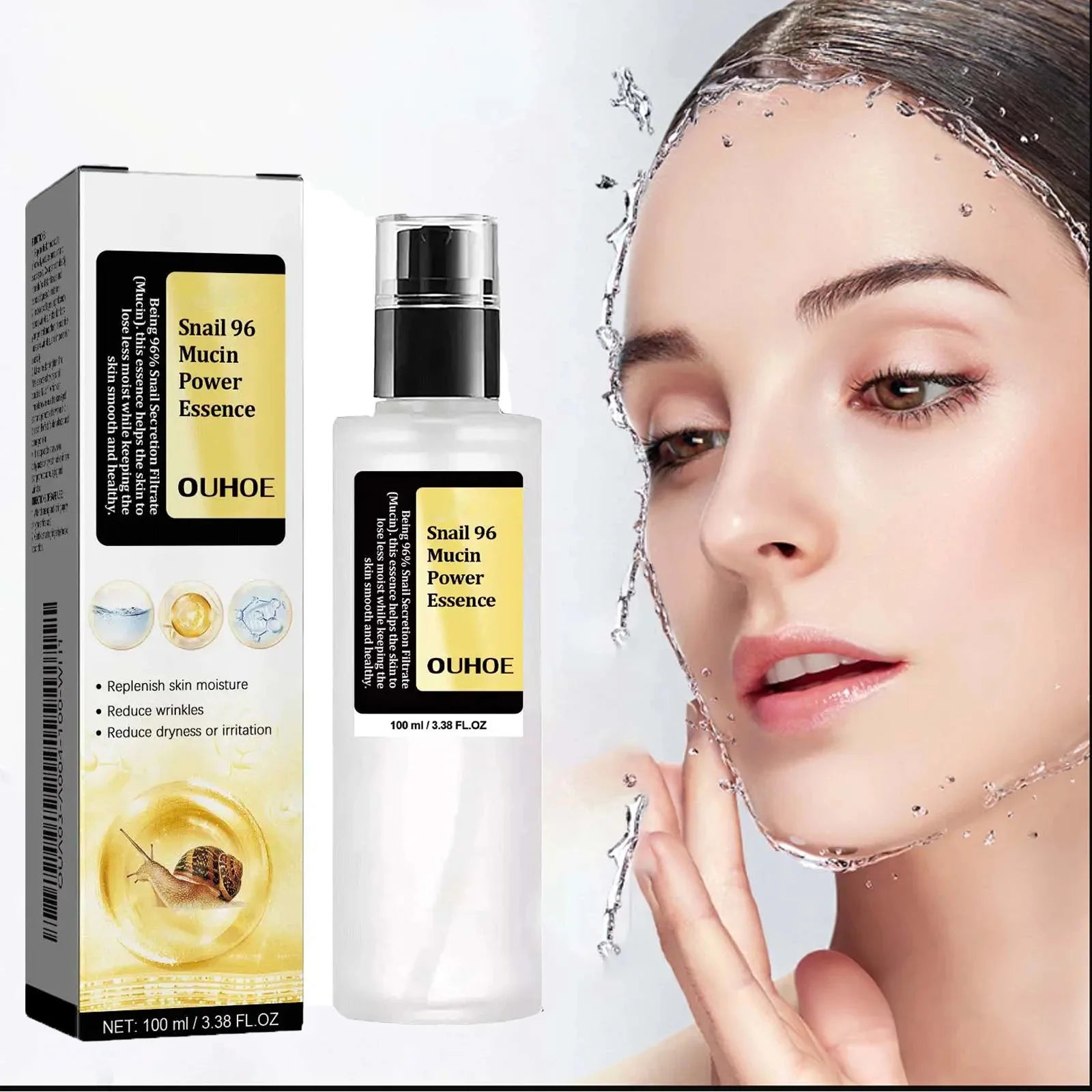 Snail Mucin Peptide Essence,Hyaluronic Acid Skin Repair Serum,Lightens Wrinkles And Dark Spots,Face Moisturizing and Hydrating Qme