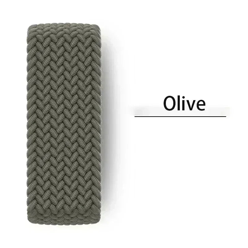 Band For Apple watch Series 10 46mm 42mm 9 7 8 5 SE 6 44mm 45mm 40mm 38 41mm Ultra 49mm bracelet correa Braided Solo Loop Strap Qme Olive 38 40 41 S10-42mm-XS