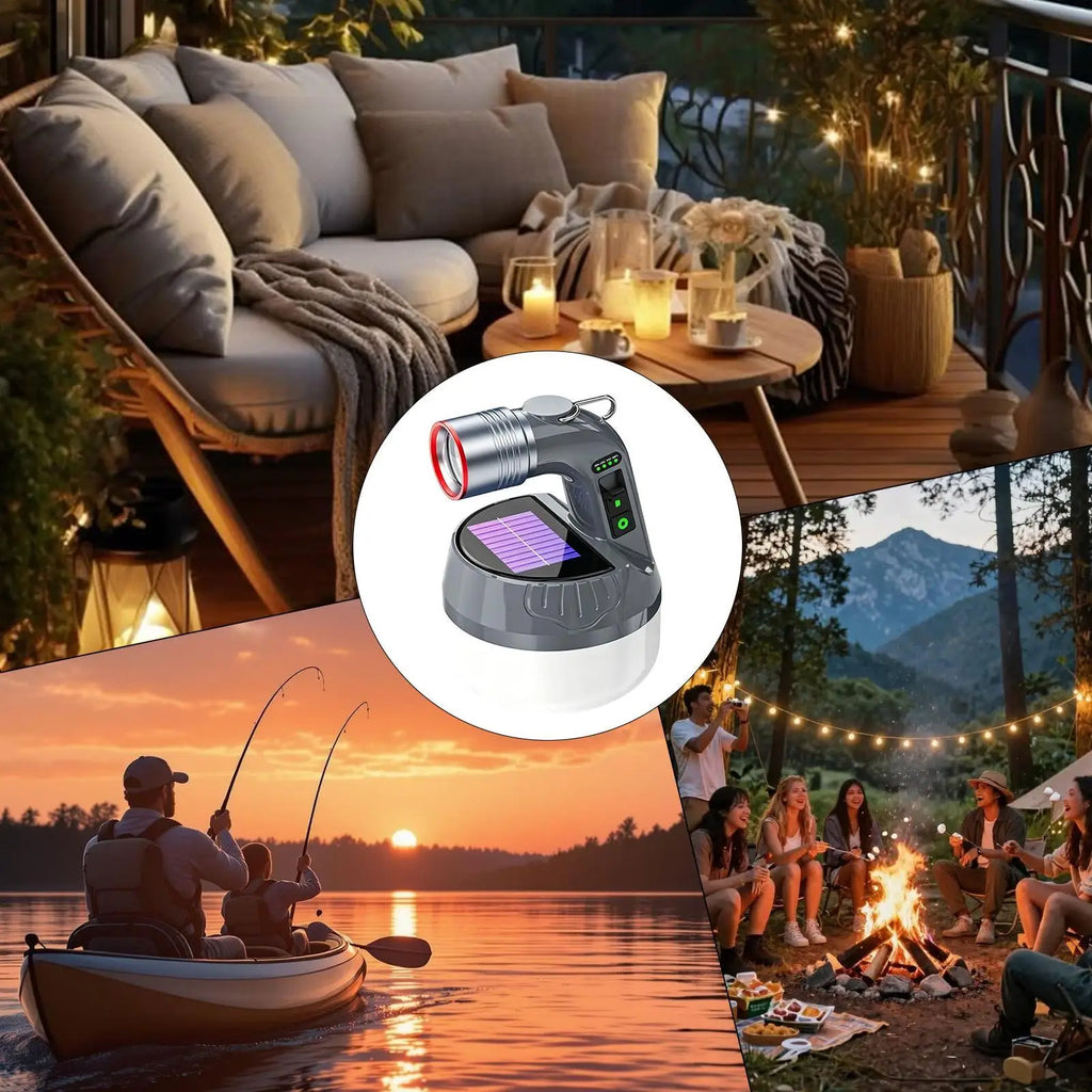 Solar Light Camping Portable Table Lamp USB Rechargeable Powered Qme