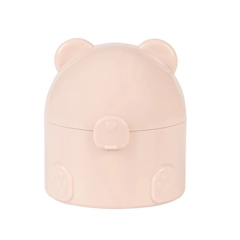 Multifunctional Bear Shape Empty Box Baby Powder Sub-bottling Storage Qme Pink