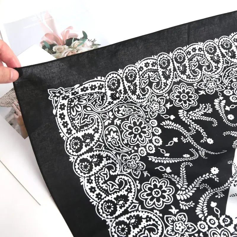 Hip Hop 100 Cotton Bandana Square Scarf Black Paisley Riding Headband Qme