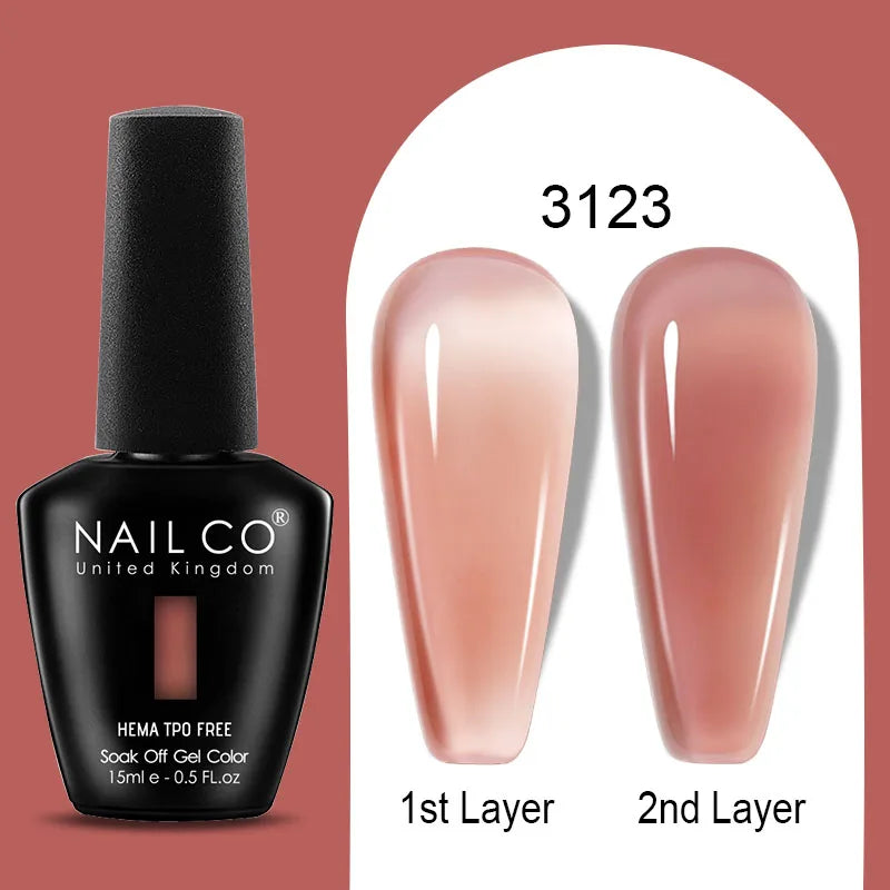 Nailco Jelly Gel Nail Polish Transparent Varnishes 44 Colors Red Pink