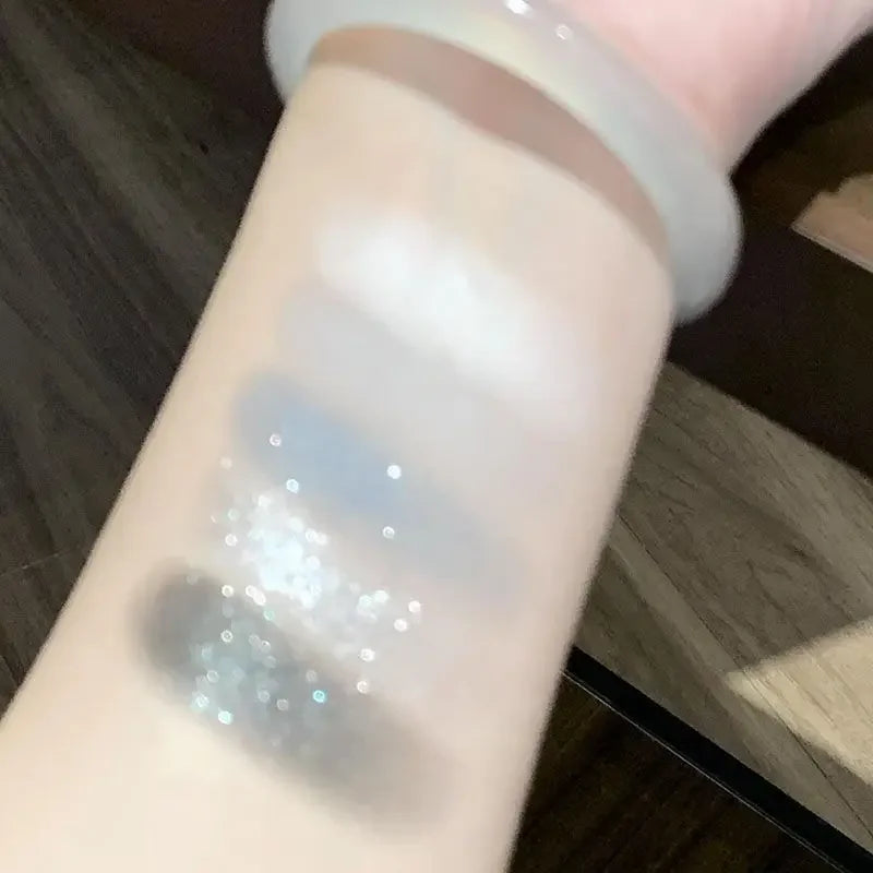 Five Color Eyeshadow Palette Gray White Smoky Makeup Matte Pearlescent Silkworm Brightening Fine Shimmer High Pigmented Plate Qme