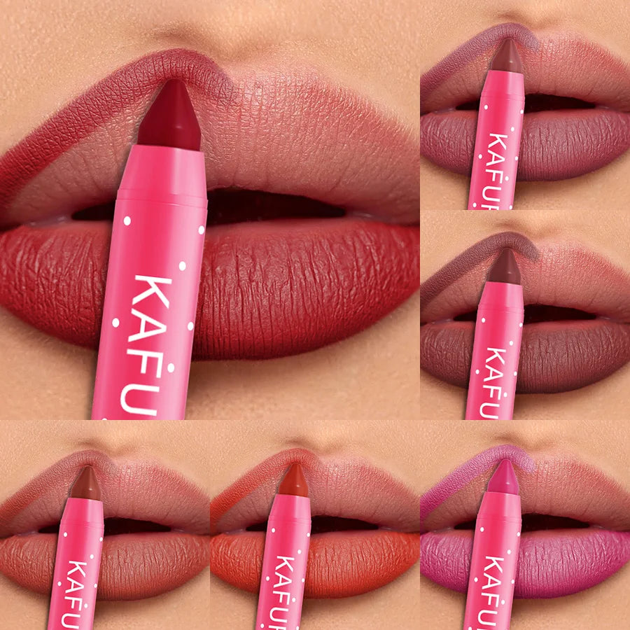 15 Colors Lipstick Pencil Waterproof Sexy Red Matte Contour Tint Qme