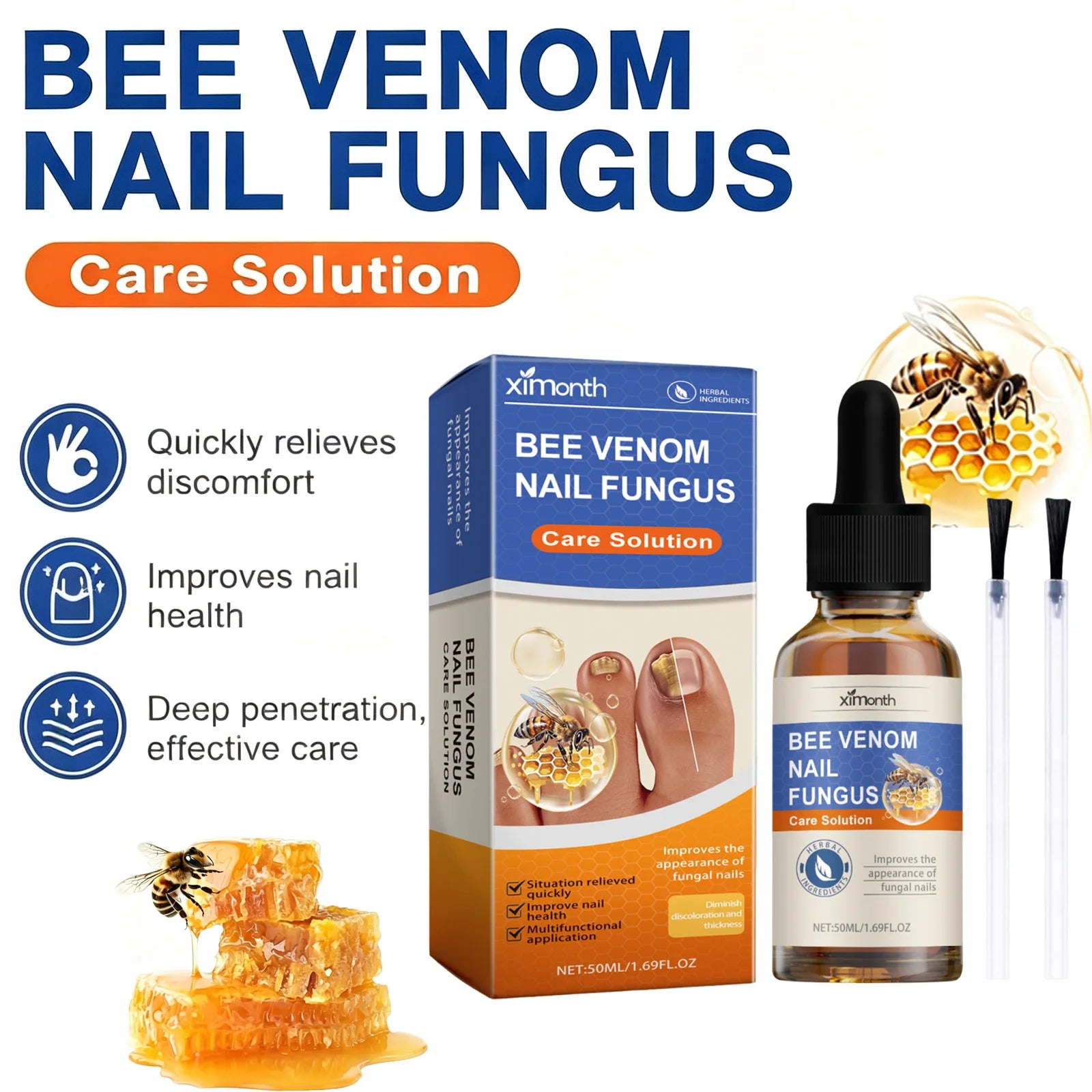 Bee Venom Nail Fungus Care Solution Maintenance Repair Nail Discoloration Thick Hand Foot Nail Manicureed Health Care Essence Qme