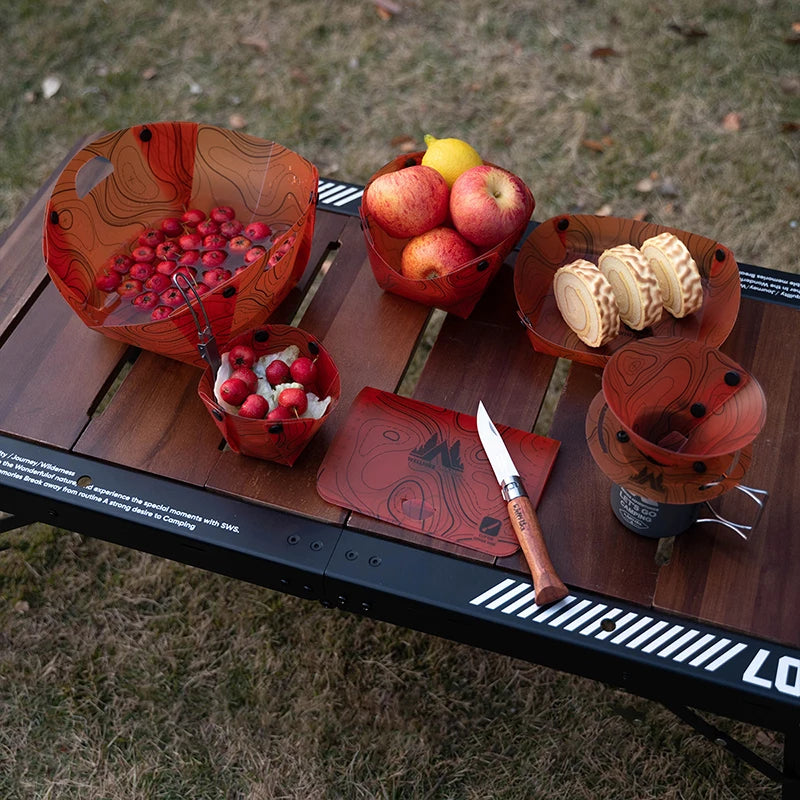 Outdoor Lightweight Folding Tableware Portable Bowl Plates Coffee Qme