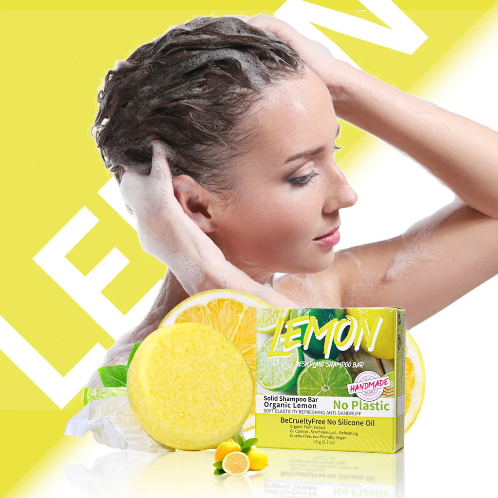Fresh Lemon Essential Oil Soap Hair Washing Handmade Control Dandruff Qme