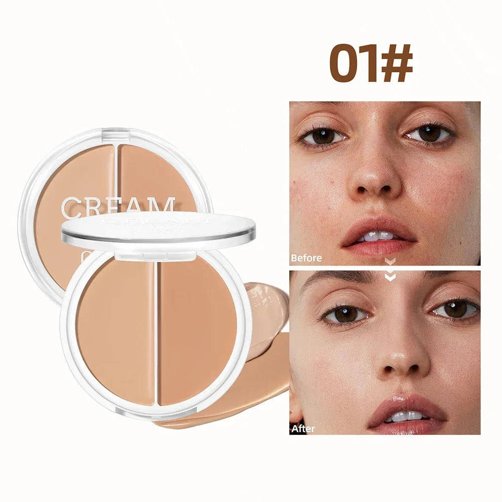 QIBEST Cream Foundation Full Coverage Long Lasting Waterproof Concealer Anti Dark Circle Freckle BB Cream Brighten Makeup Base Qme 01