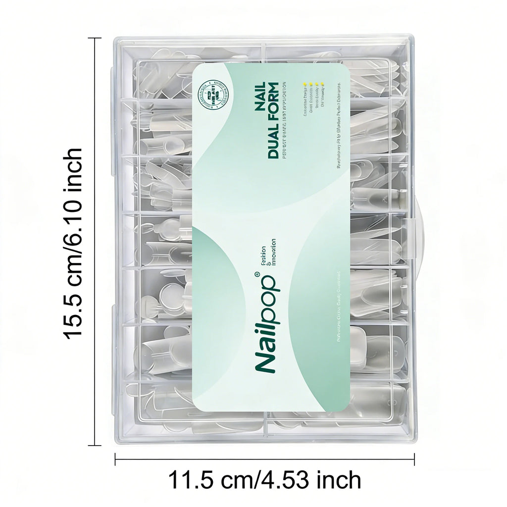 Nailpop 140 Inner French Line Dual Forms Nail Tips Square Coffin Qme