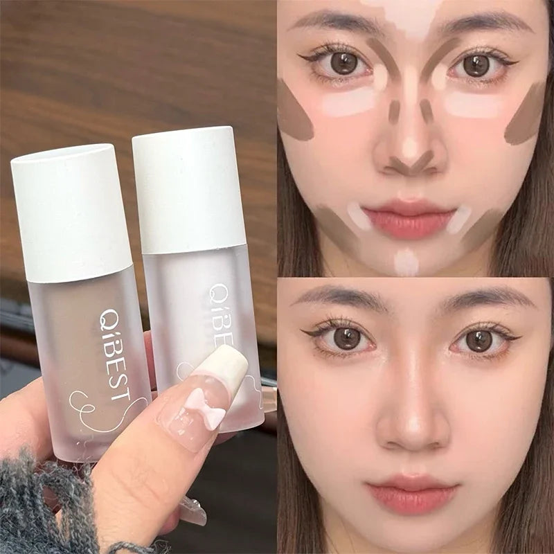 QIBEST Liquid Blush Cream Smooth Velvet Matte Pink Blusher Natural Easy To Smudge Contour Highlighter Multi-purpose Cream Makeup Qme
