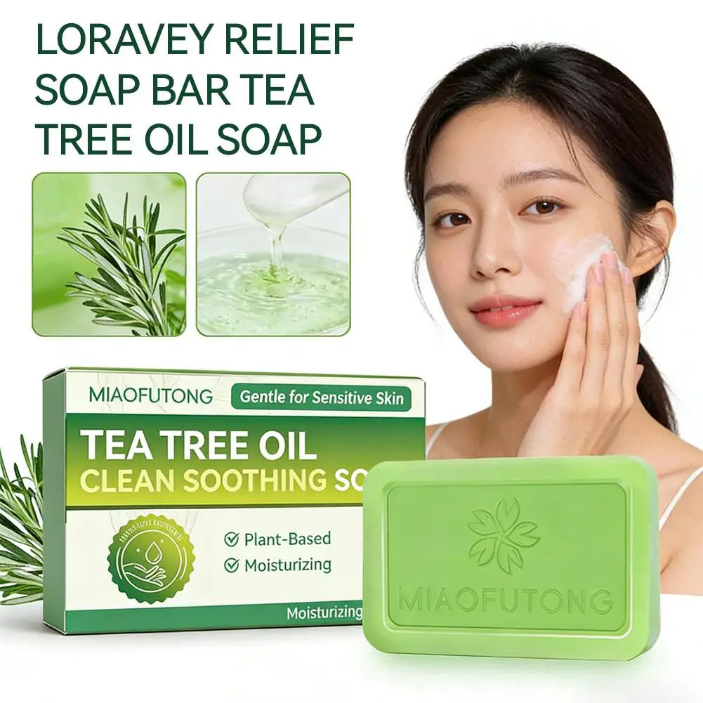 MIAOFUTONG Gentle For Sensitive Skin TEA TREE OILANTIFUNGAL SOAP Plant-Based Care Moisturizing FormulaG Lmproving Acne Qme