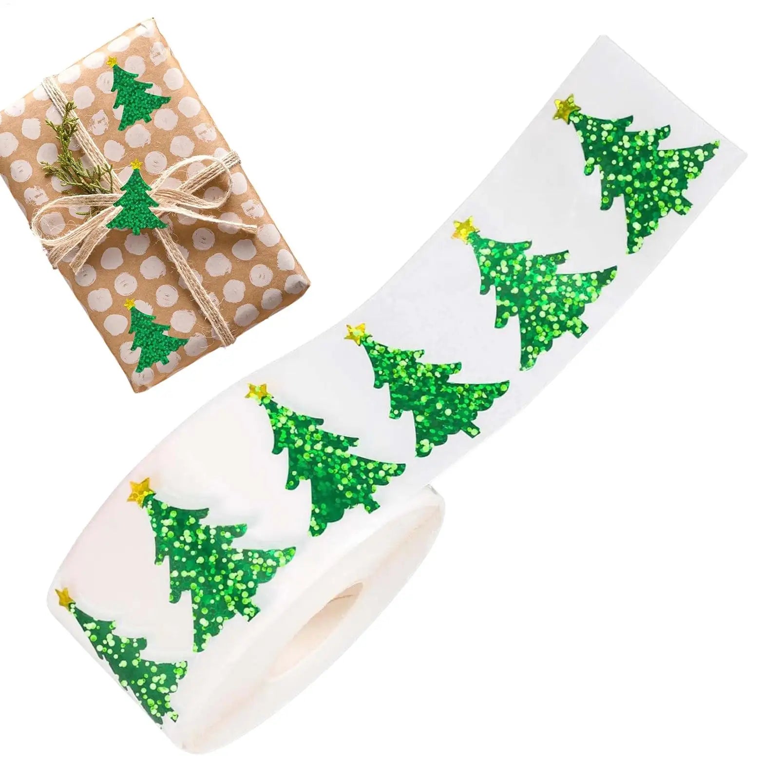 1pc Christmas Tree Rolled Stickers 500 Pieces Holiday Self-Adhesive Decals Christmas Self Adhesive Stickers for Decorations DIY Qme