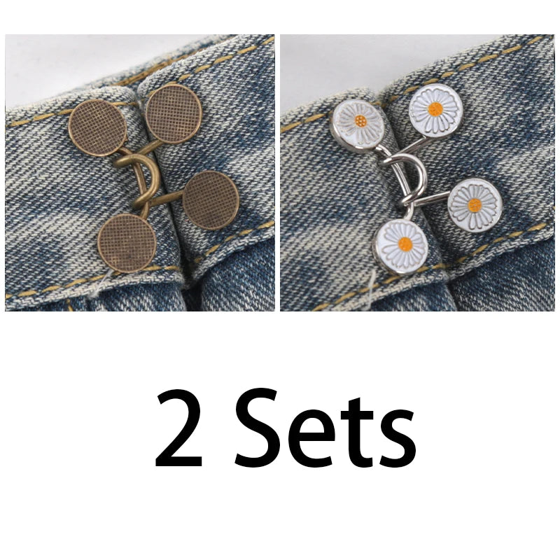 Cute Nail-free Metal Jeans Button Adjustable Waist Buckle Jean Pins Qme A11