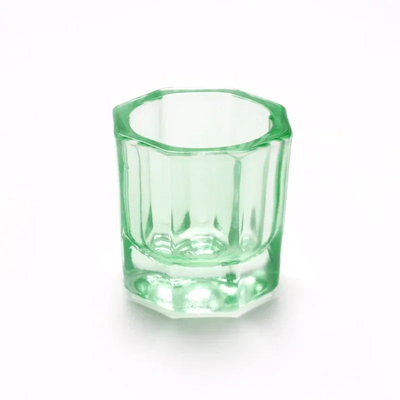 Acrylic Powder Liquid Crystal Glass Cup Aurora Colorful Cup Nail Brush Washing Mug Nail Art Tools Liquid Powders for Mixing Bowl Qme transparent green