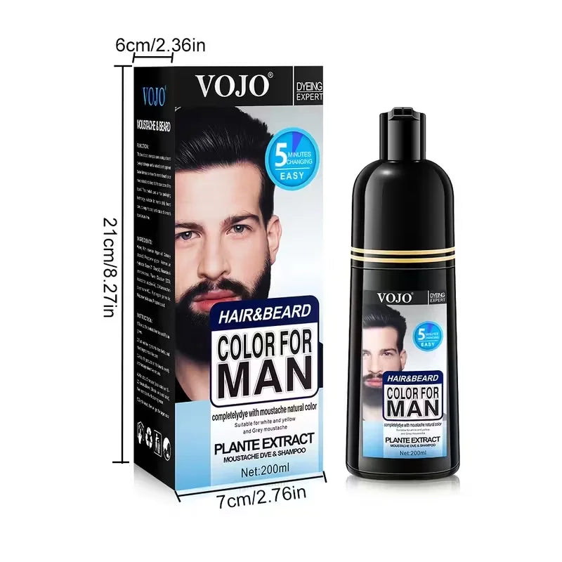 Natural Permanent Beard Dye Shampoo Long Lasting Coloring Men Removal Qme