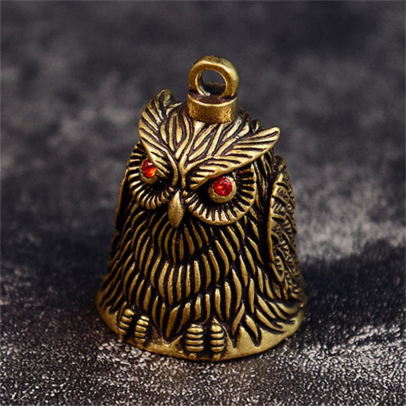 Women Feng Shui Bronze Bell Vintage Owl Keychain Brass Car Key Chain Qme