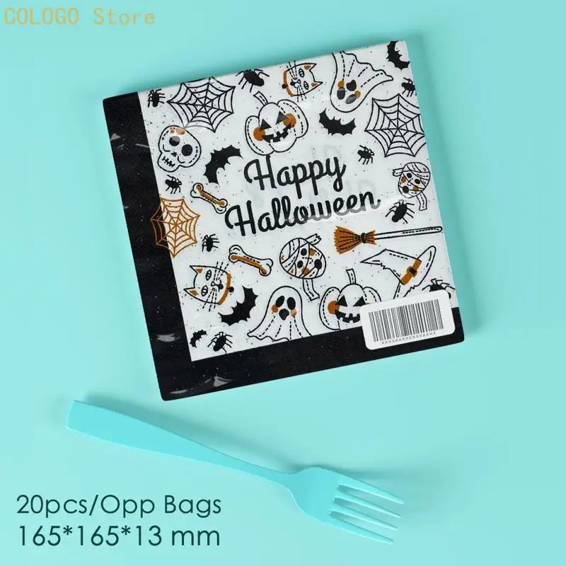 Halloween Paper Napkins Party Supplies Disposable Tableware Event Qme