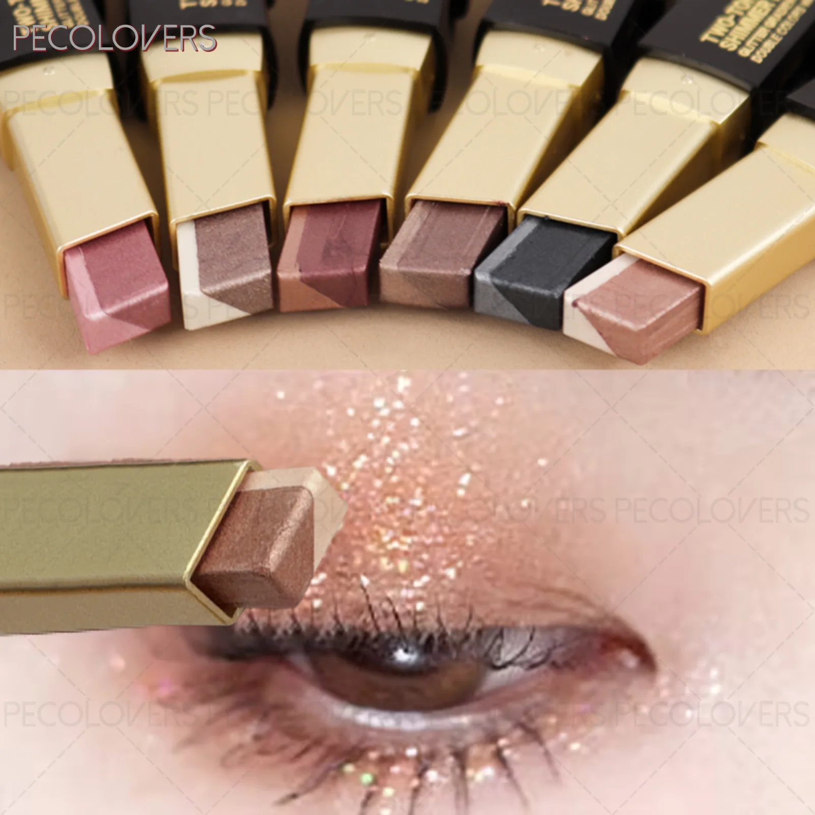 Two-tone Eyeshadow Stick Pearl Shimmer Waterproof Non-fading Rose Qme