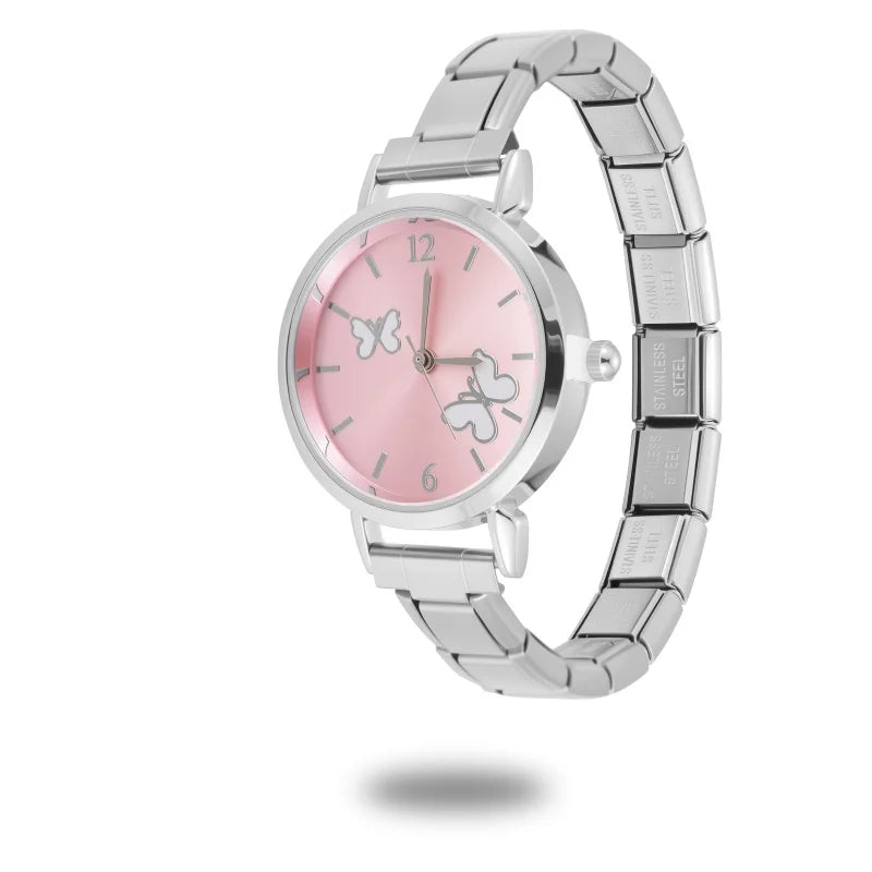 Women's Men DIY Width Italian Elastic Charm Stainless Heart Round