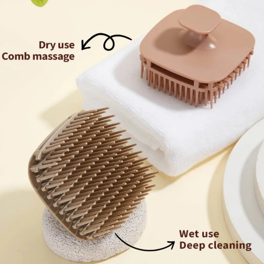 1Pc Soft Shower Hair Washing Comb Square Scalp Massage Shampoo Brush Body Exfoliating Scrubber For Salon Hair Care Cleaning Tool Qme