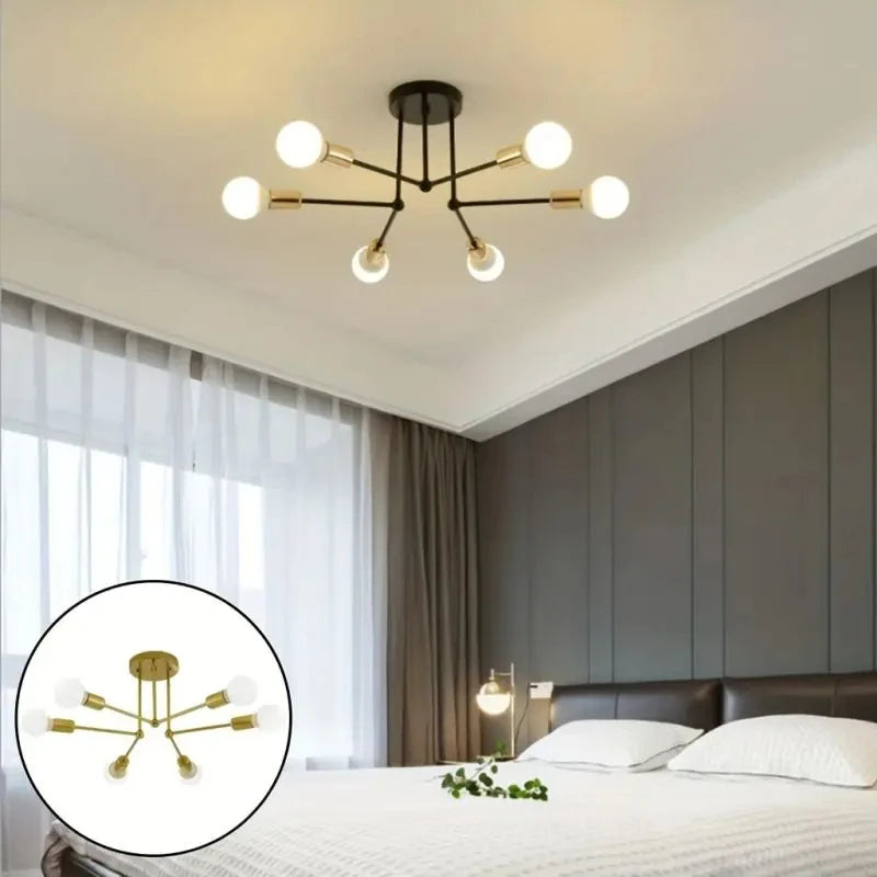 Modern Led Spider Ceiling Lighting Industrial Iron Black/Golden Nordic Minimalist Home Decoration Living Room Dining Room Ceilin Qme