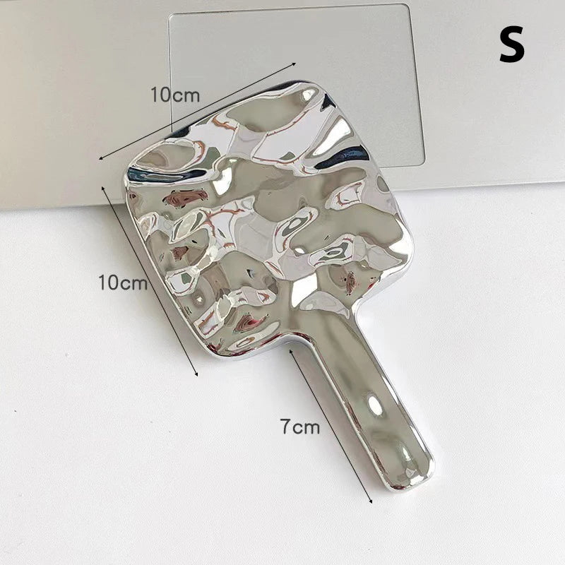 Electroplated Handle Makeup Mirror Portable Round Square Handheld Qme S
