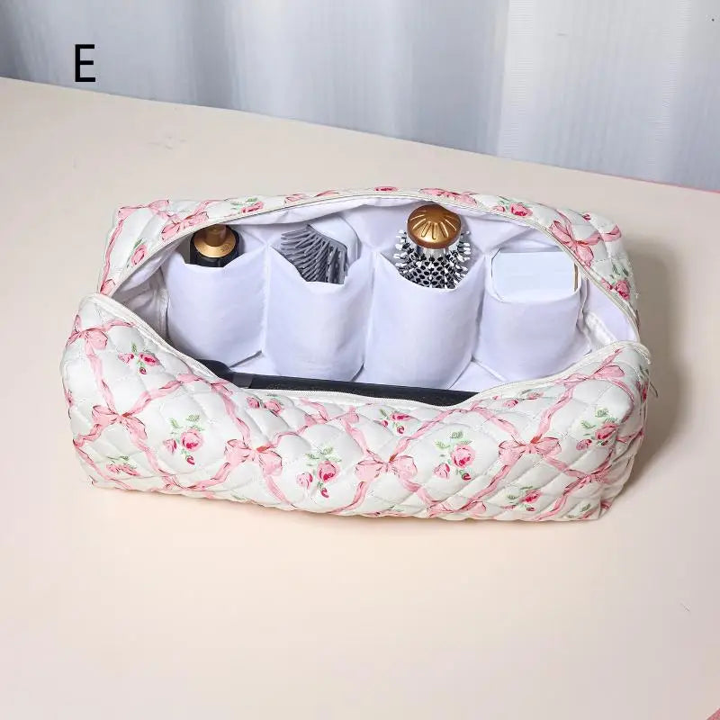 Padded Cosmetic Bag With Large Capacity Hair Dryer Storage Pouch Portable Hair Styling Tools Separate Compartments With Zipper Qme E