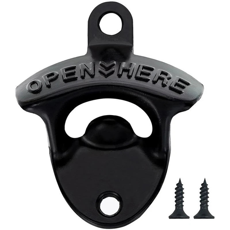 1Set Vintage Wall Mounted Wine Beer Bottle Opener Tool Keyring Bar Drinking Kitchen. Qme A4 Black