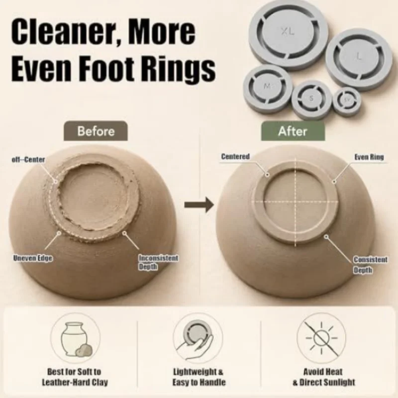 5 Sizes Pottery Foot Ring Template Consistent Base Ring Mold Ceramic Clay DIY Handmade Ceramic Pottery Making Supplies Qme