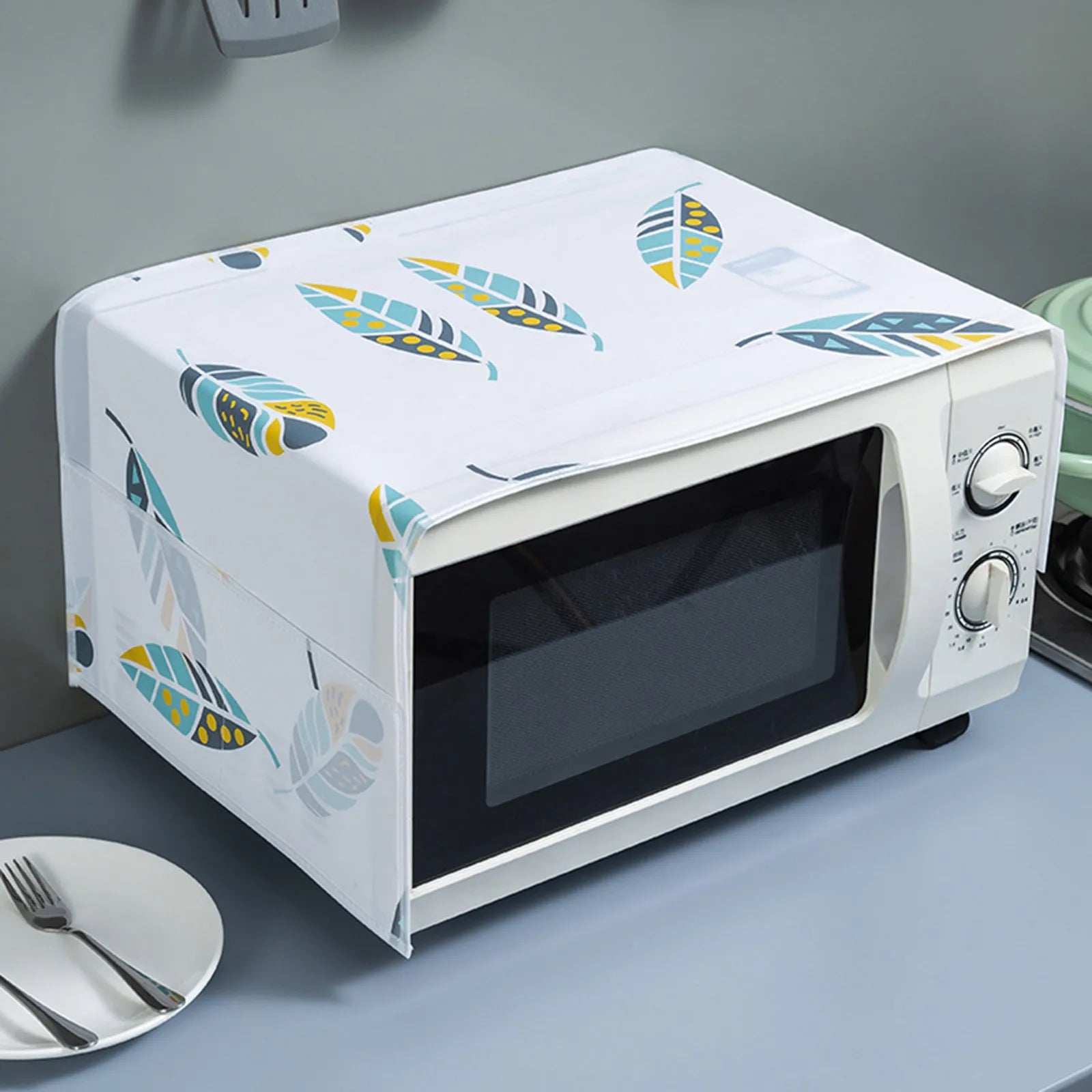 Cartoon Graphics Printed Cute Microwave Dust-proof Cover Oven Cover Hanging Bag Dust-proof Cover Microwave Protective Cover Qme B