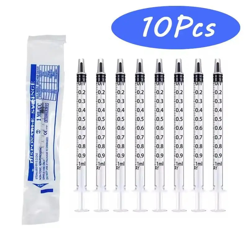 10-50Pcs 1ml Sterile Straight Mouth Plastic Syringe Individually Packed No Needle For Labs,Measuring Liquid,Feeding Pets Tools Qme 10pcs