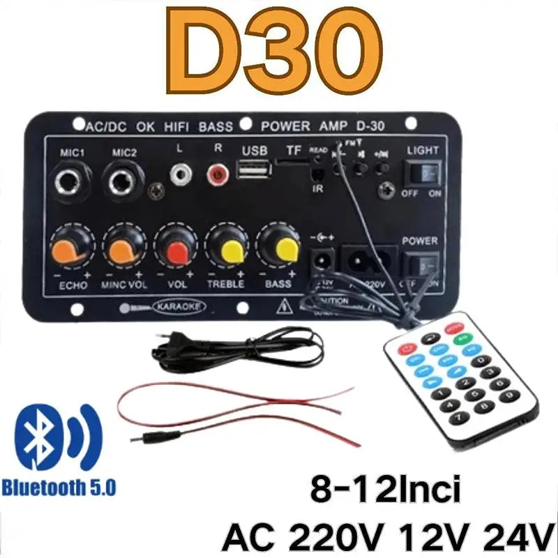 Bluetooth D30 D10 Car Amplifier 12V 24V Power Enhanced Music Home Qme