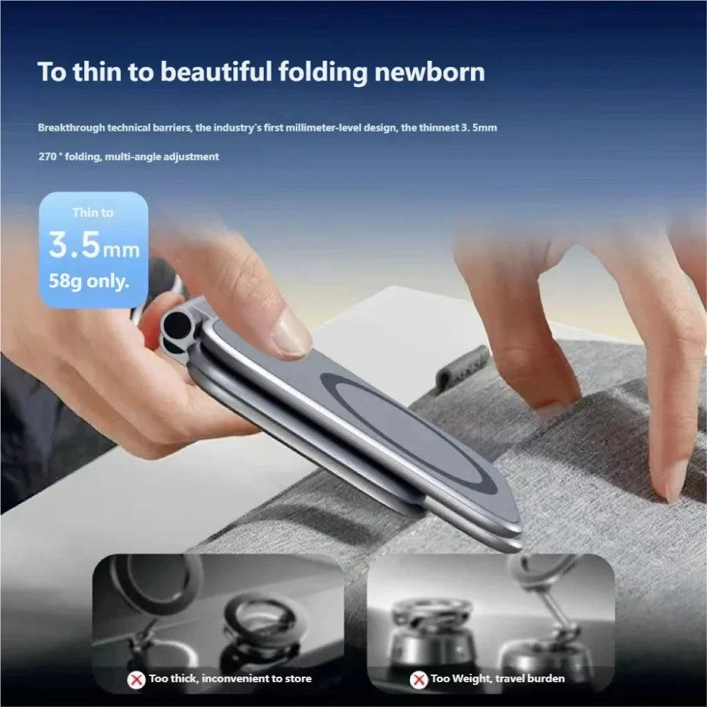1pc Dual Magnetic Car Phone Holder Ultrathin Foldable Strong Magnetic Anti-Shake Universal Magnetic Car Bracket Desktop Holder Qme