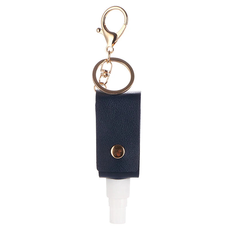 Hand Sanitizer Bottle Mini Hands Hydroalcoholic Gel PU Leather Qme Navy