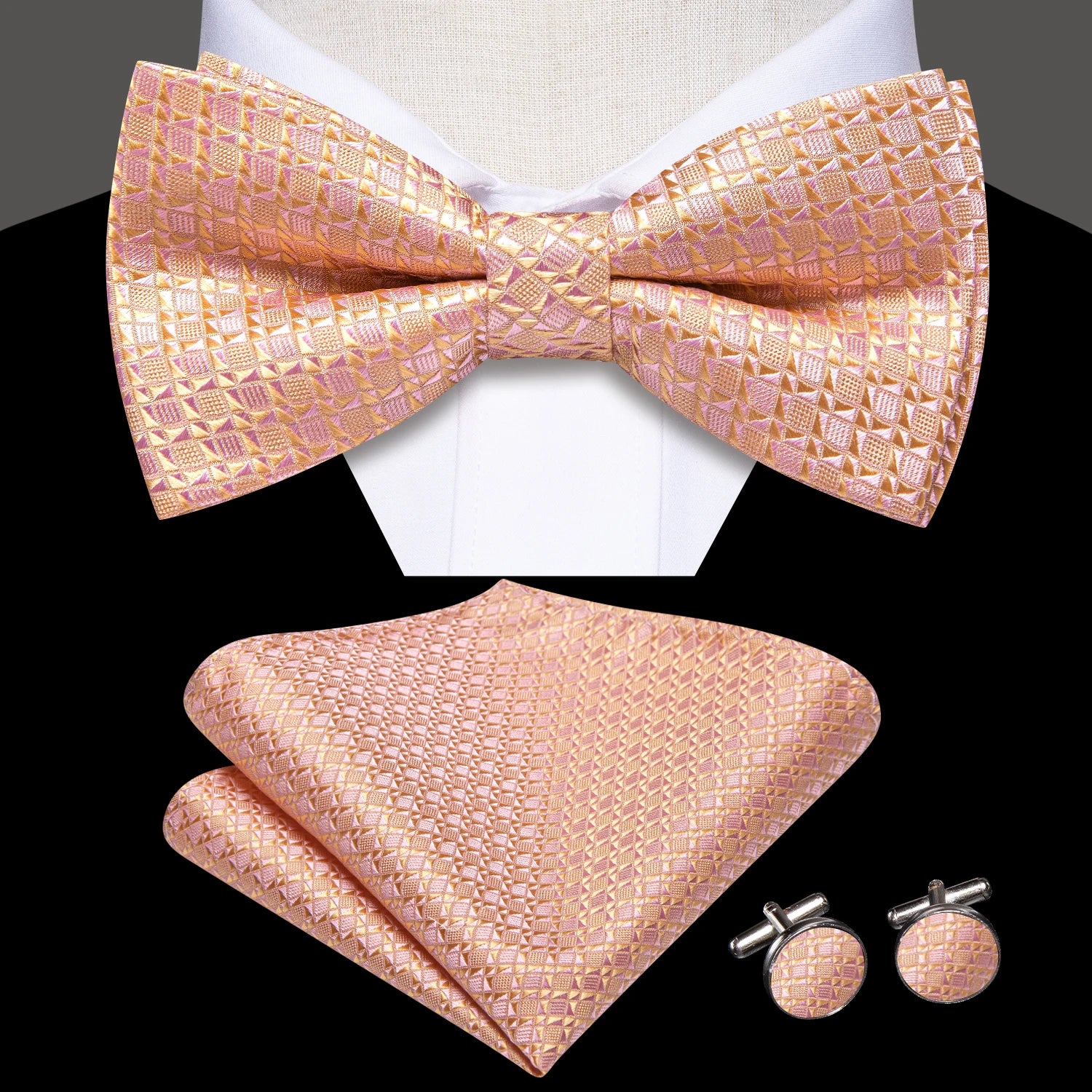 Mens Pre-tied Bowtie Red Yellow Pink White Floral Stripes Bow Tie Qme LDLH2629