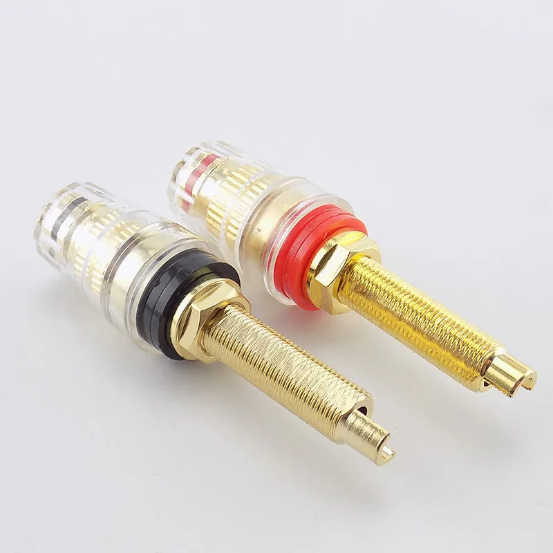 5pcs Brass Long Binding Post Connector Audio Speaker Amplifier Audio Adapter for 4mm Banana Plug Terminal Connectors C4 Qme