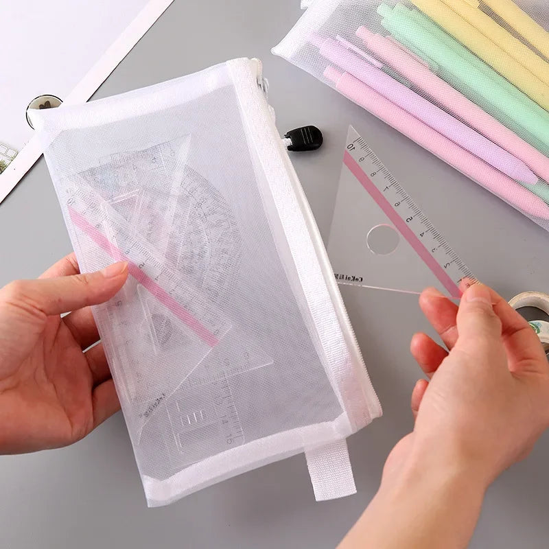 Mesh Zipper File Bag Toy Storage Bag Building Block Puzzle Sub-package Bag Children Zipper Transparent Finishing Storage Box Qme