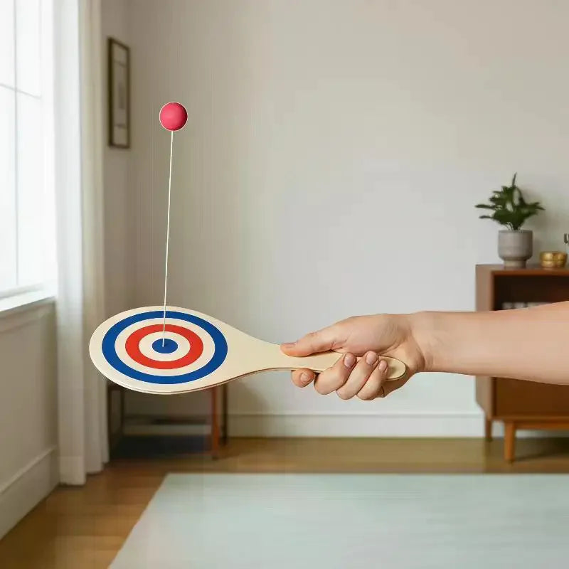Wooden Paddle Ball String Hand-eye Coordination Elastic Technology Qme
