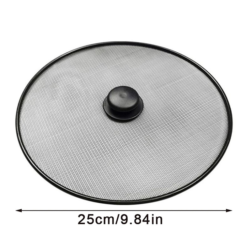 Black Splatter Screen Anti Grease Frying Pan Oil Splash Guard Lid Fine Mesh Splash Guard Cover Lid Kitchen Tools Qme 25cm
