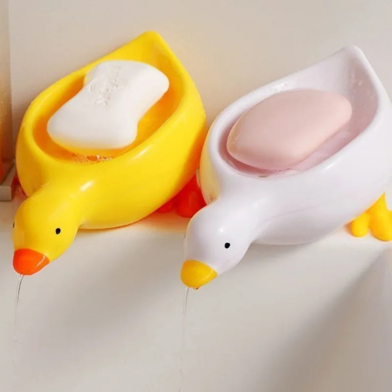 Random Soap Tray Self-draining Soap Rack Duck-shaped Creative Rack for Shower Bathroom Kitchen Tub Sink Tray Bracket Bathroom Qme